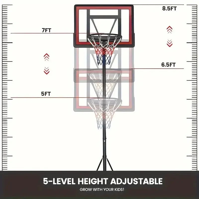 Adjustable Height 5.5-7" Basketball Stand Shatterproof Backboard