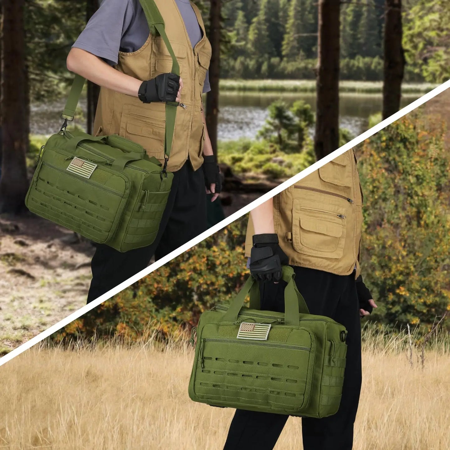 Tactical Range Bag Shooting Lockable Zipper