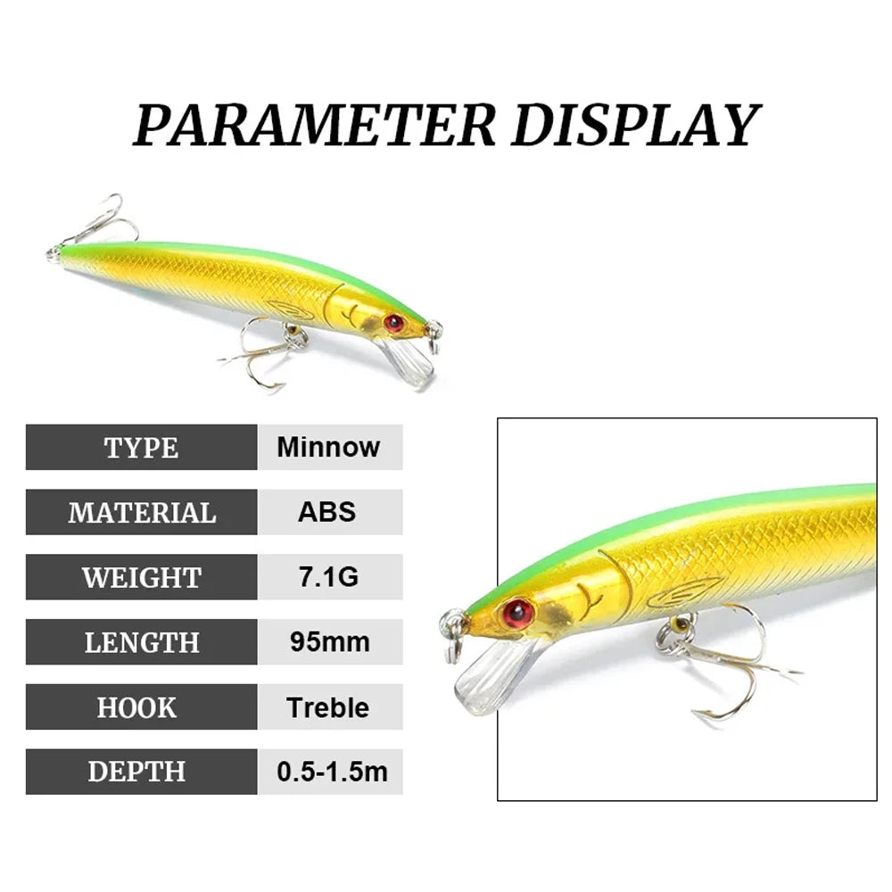 10 PCS Minnow Fishing Lures Floating Hard