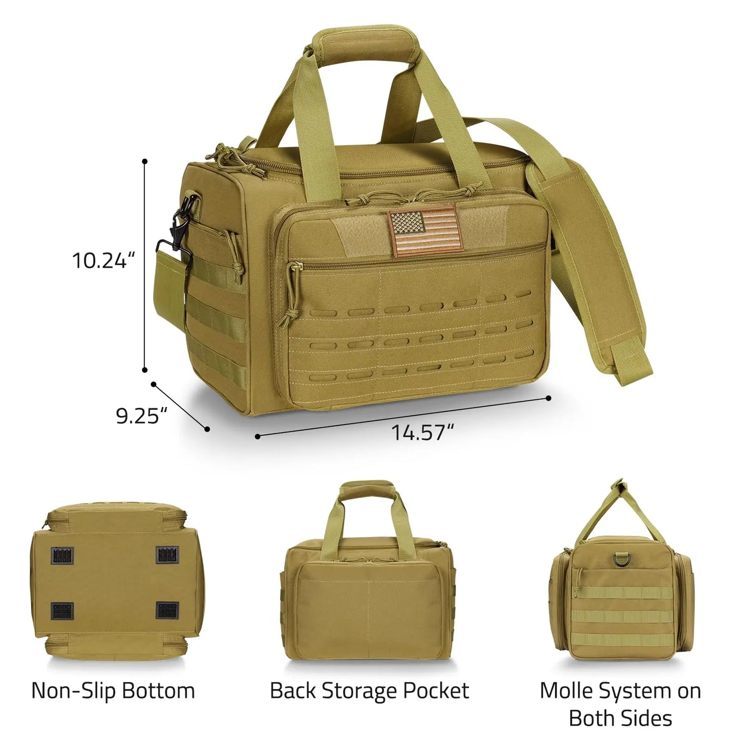 Tactical Range Bag Shooting Lockable Zipper