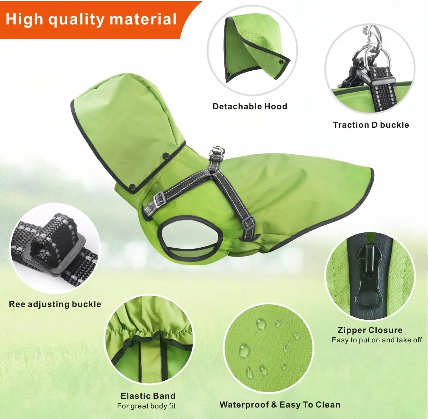Dog Raincoat Waterproof Dog Hoodie Reflective