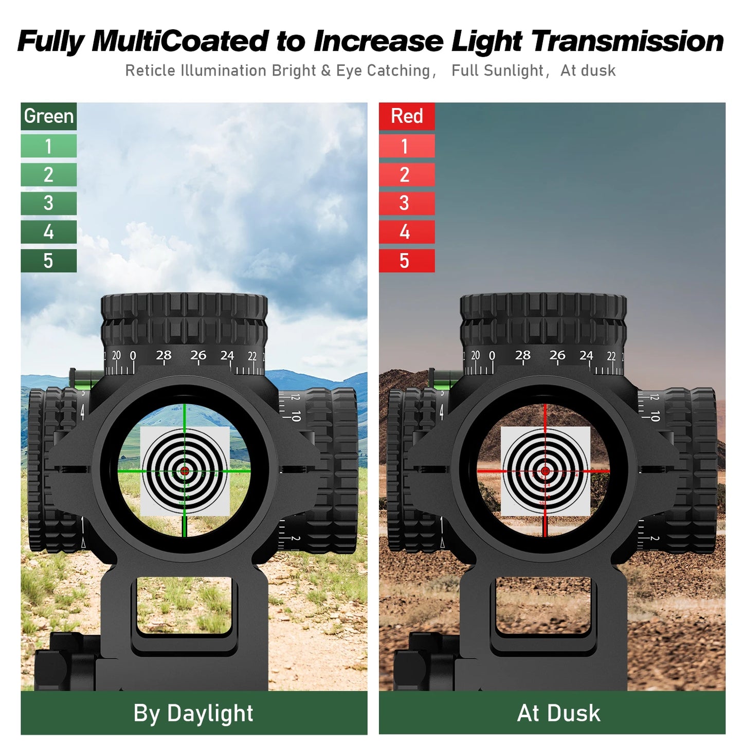 1-5X24 Tactical Optical Rifle Scope Illuminated Reticle