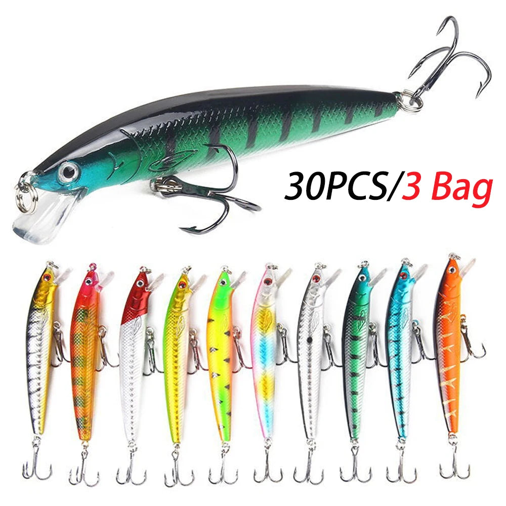 10 PCS Minnow Fishing Lures Floating Hard