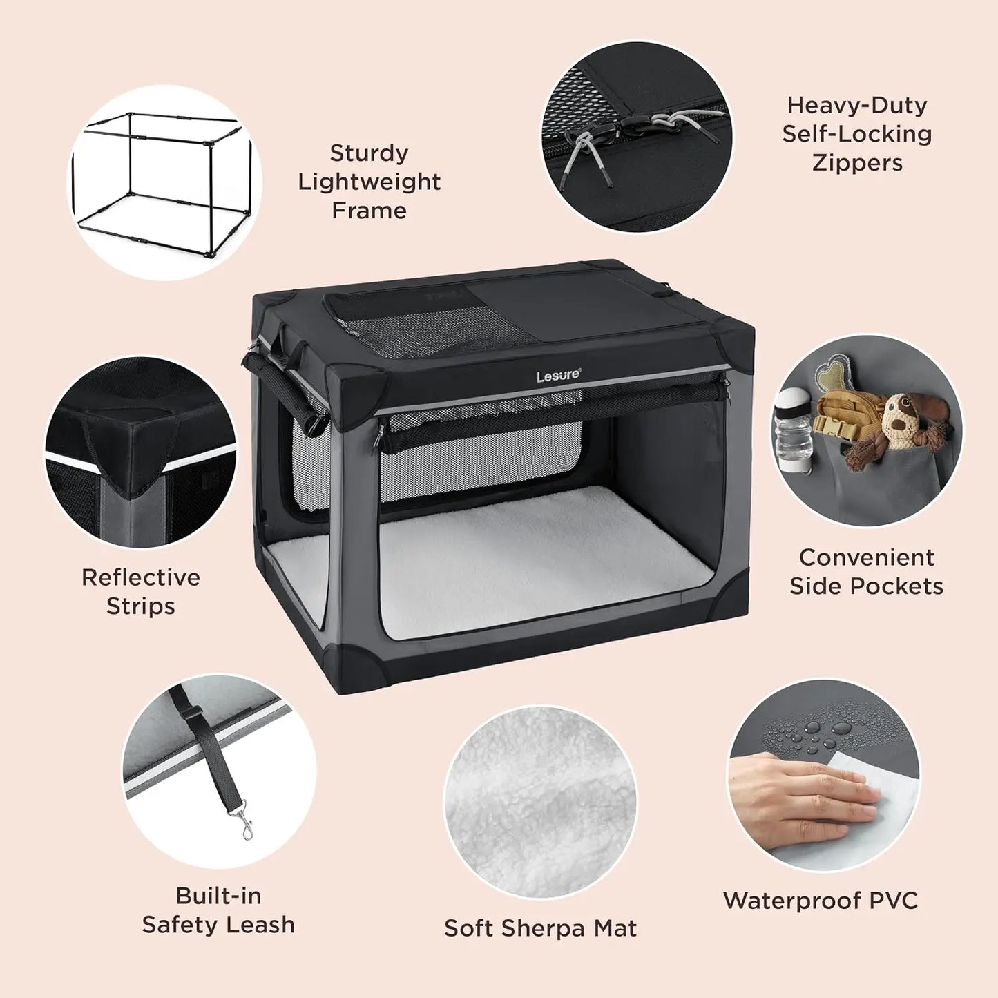 Soft Collapsible Dog Crate - 42 Inch Portable