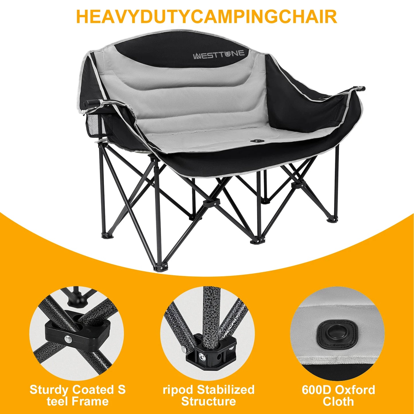 Camping Chair Heavy Duty Outdoor Support 440 lbs