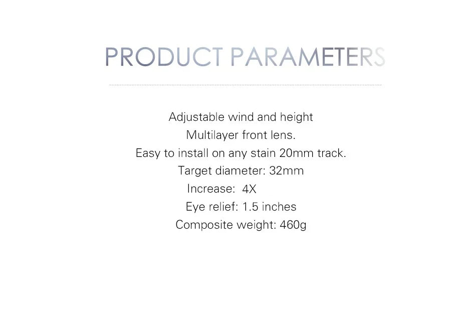 4X32 Hunting Riflescope Real Fiber Optics