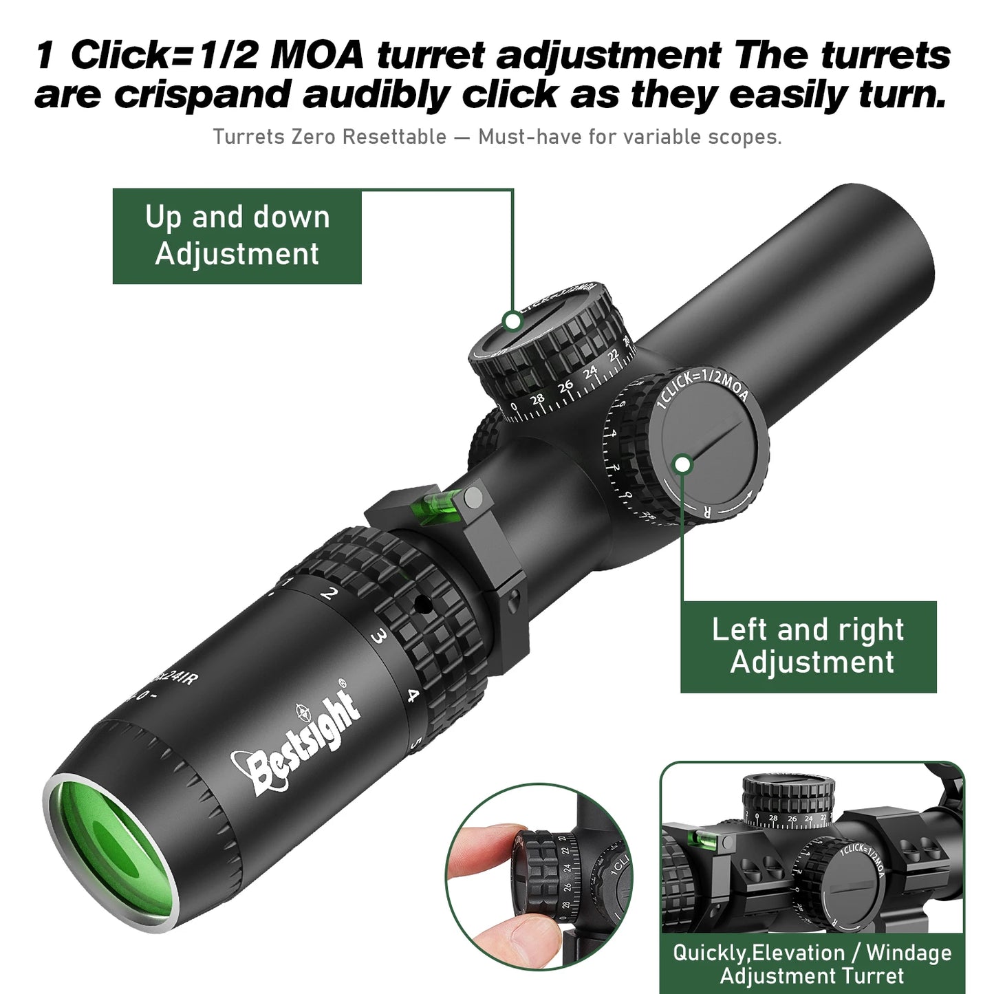 1-5X24 Tactical Optical Rifle Scope Illuminated Reticle