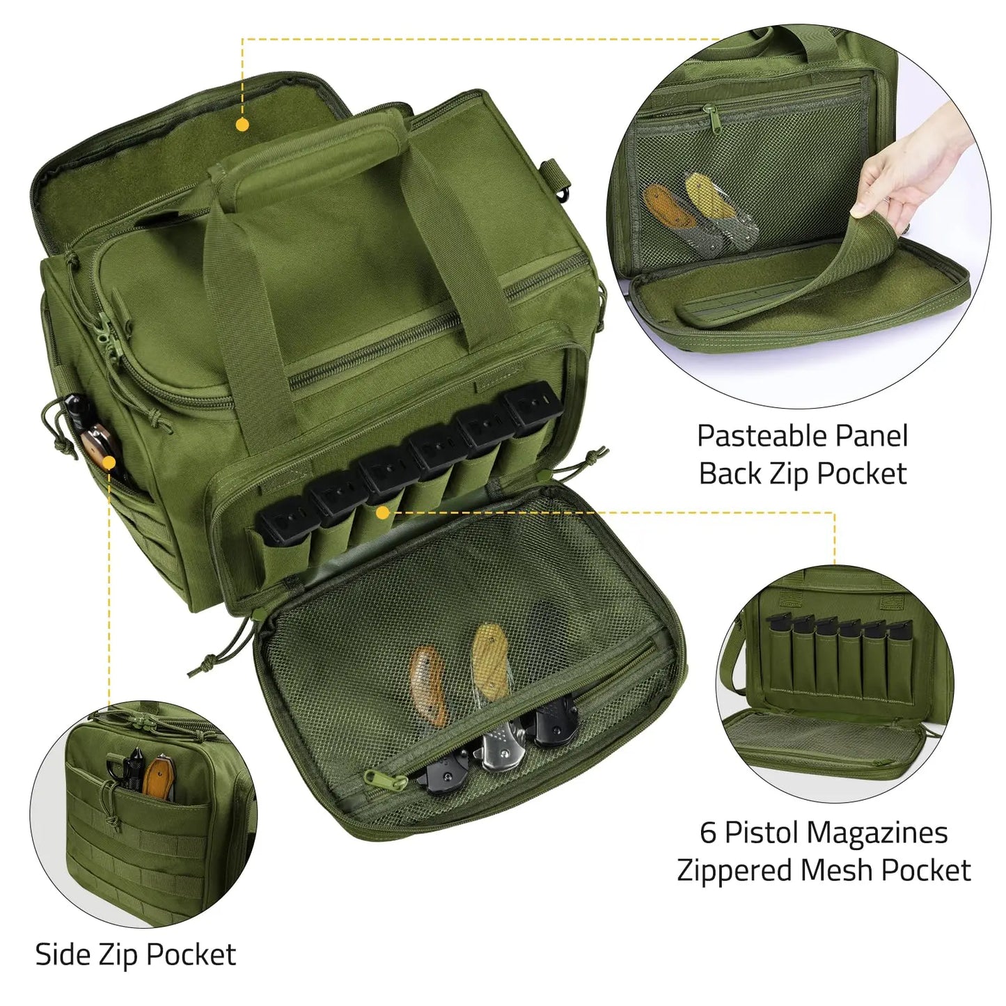 Tactical Range Bag Shooting Lockable Zipper