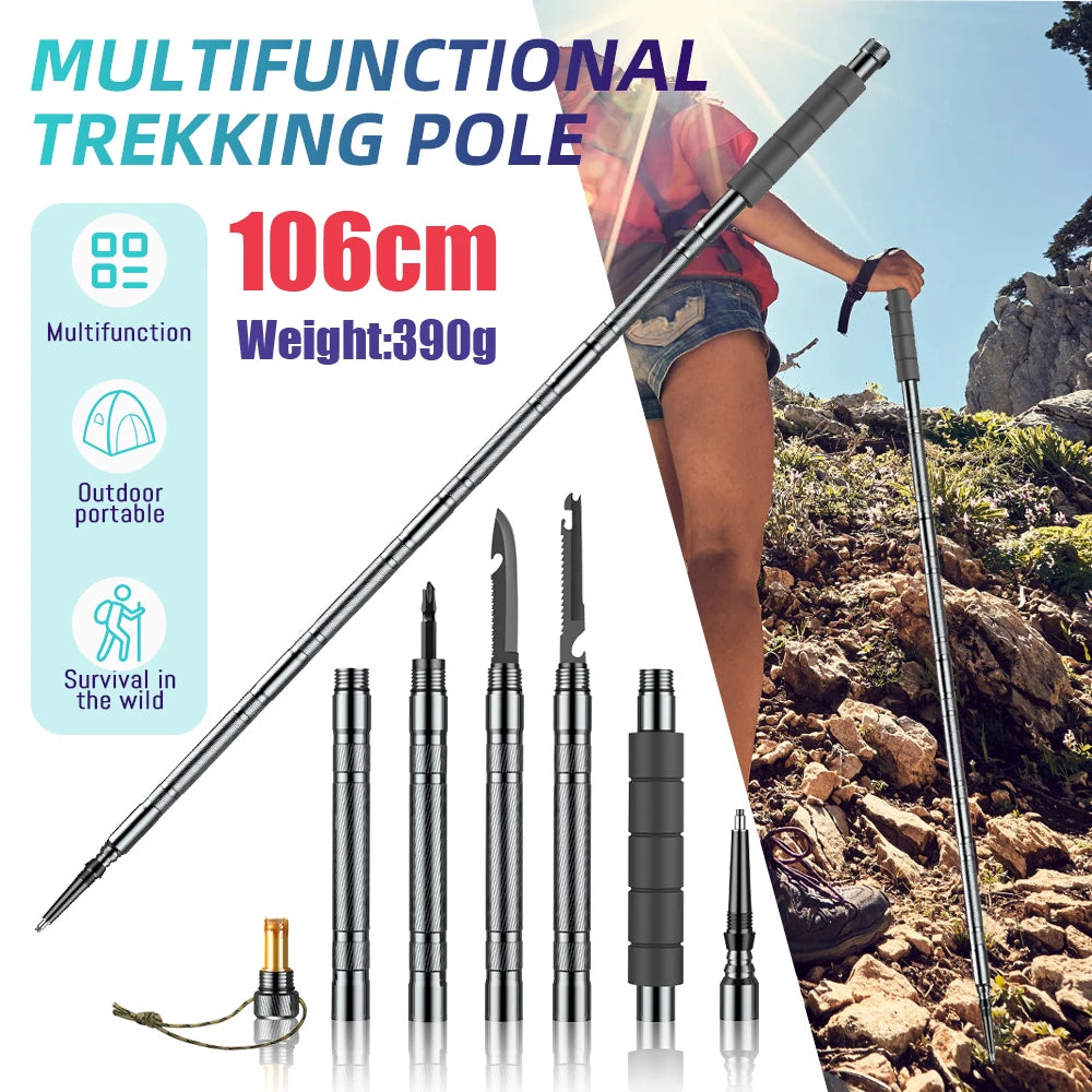 Multifunction Trekking Poles Mountaineering Collapsible Telescopic