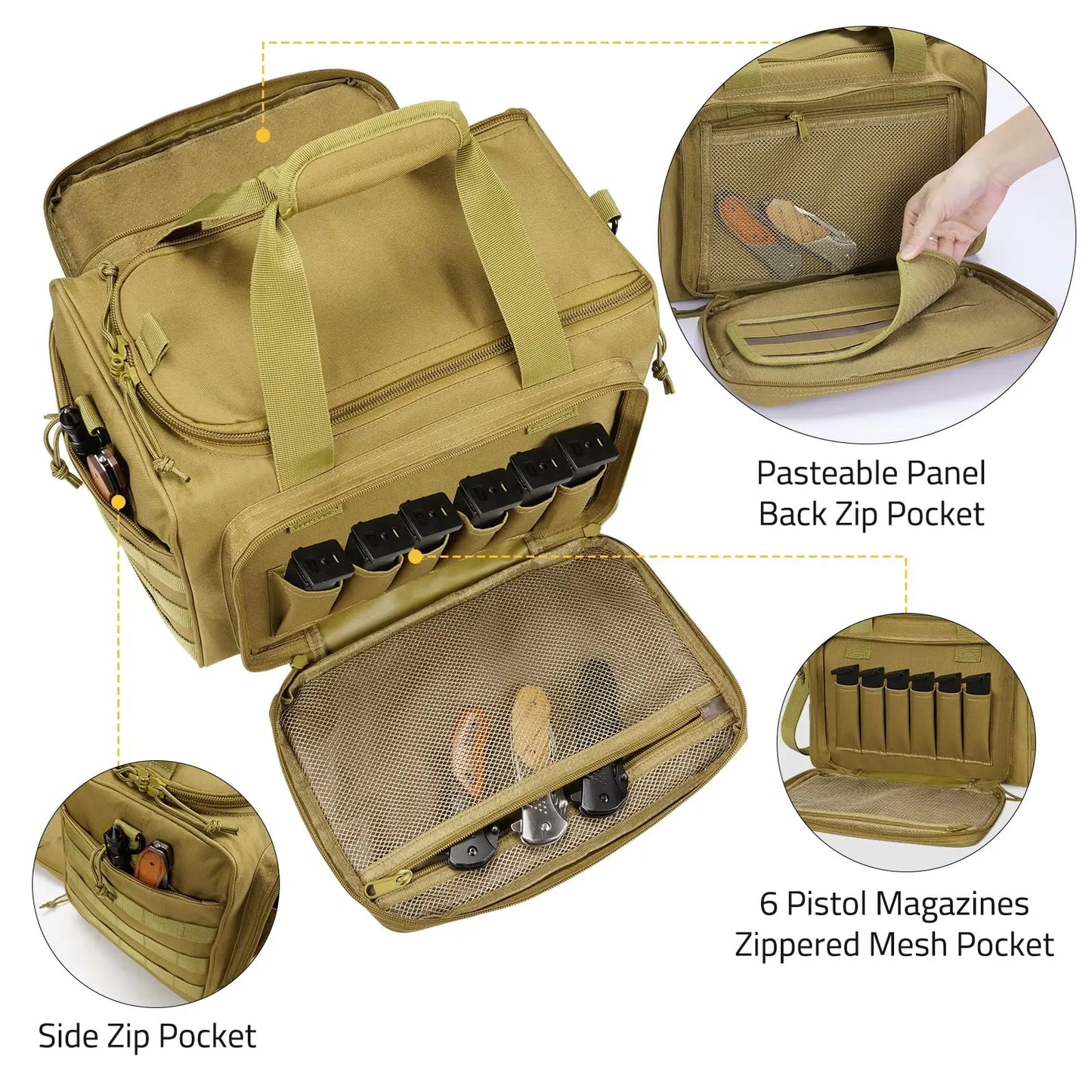 Tactical Range Bag Shooting Lockable Zipper