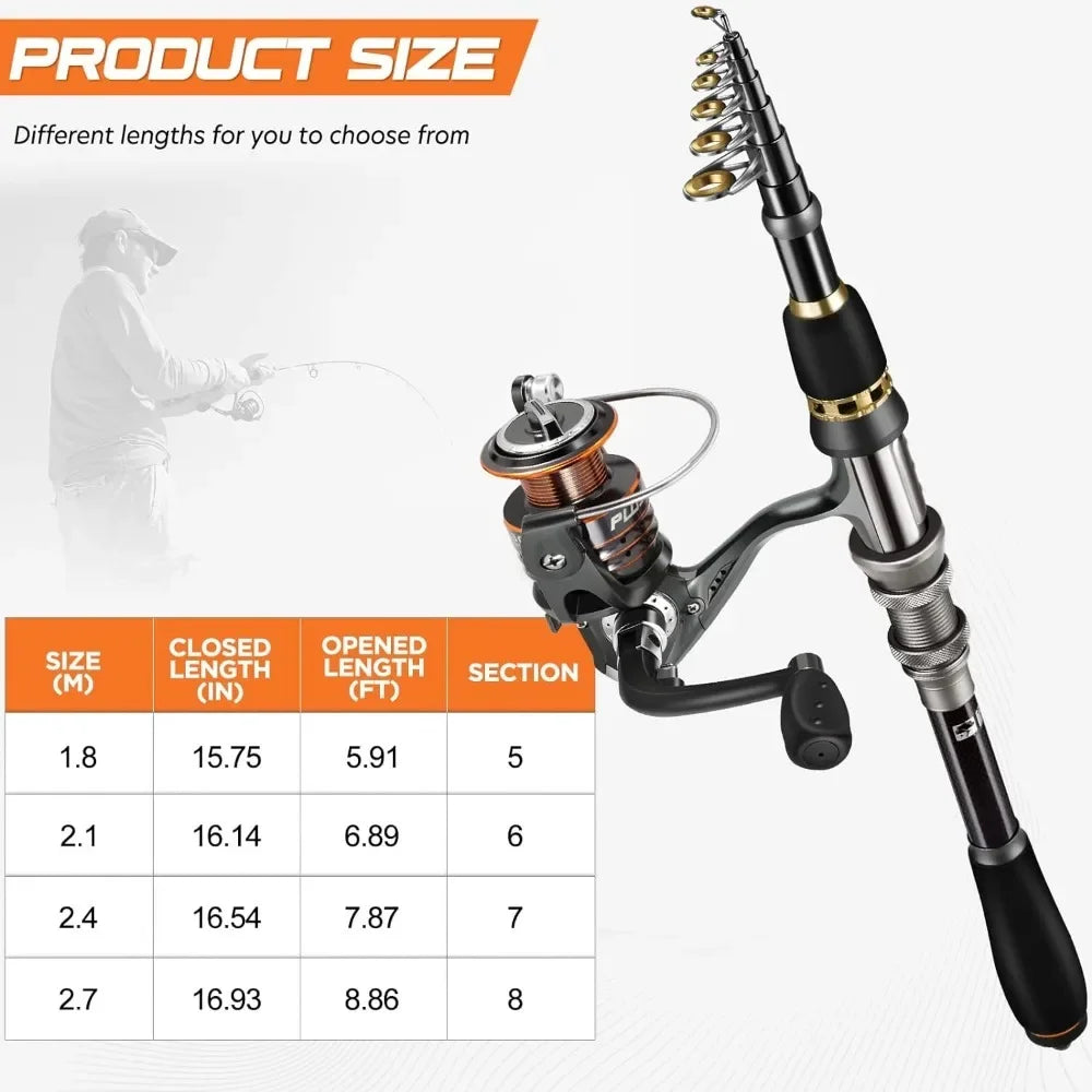 Telescopic Fishing Rod and Reel Combos Full Kit