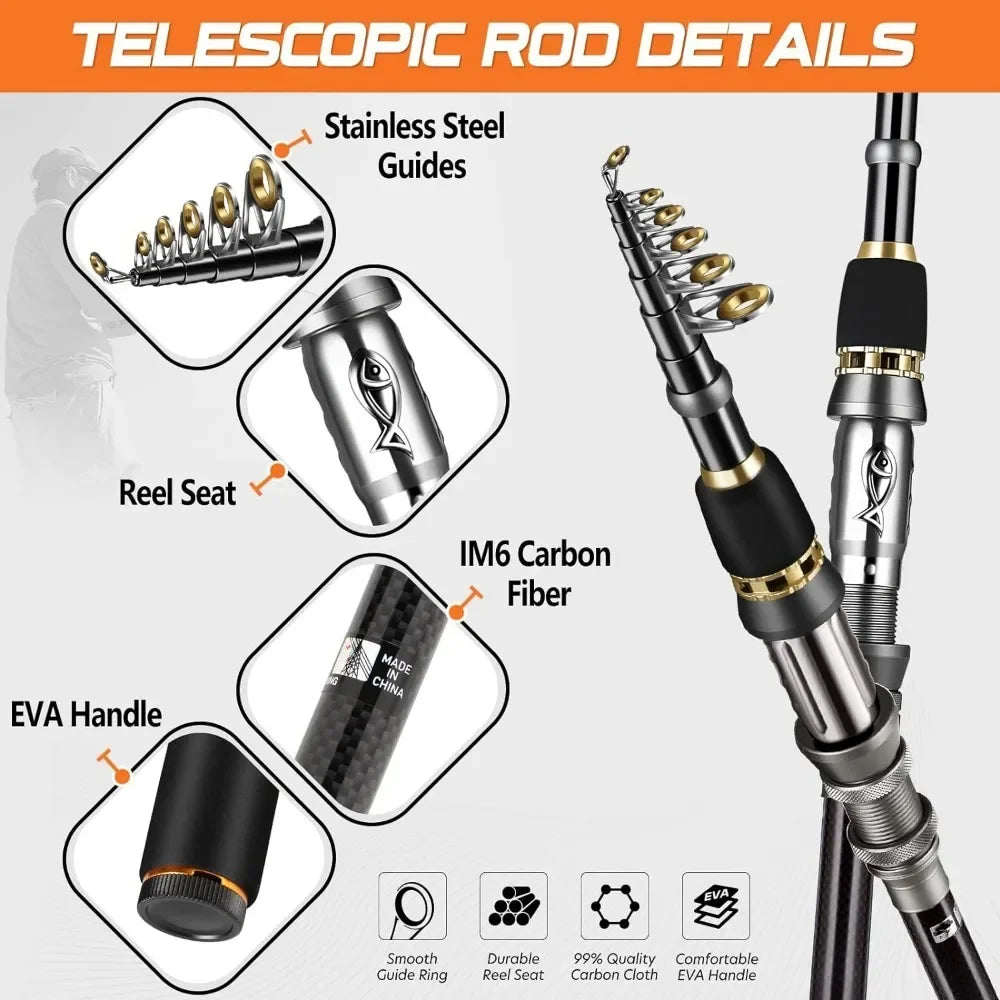 Telescopic Fishing Rod and Reel Combos Full Kit