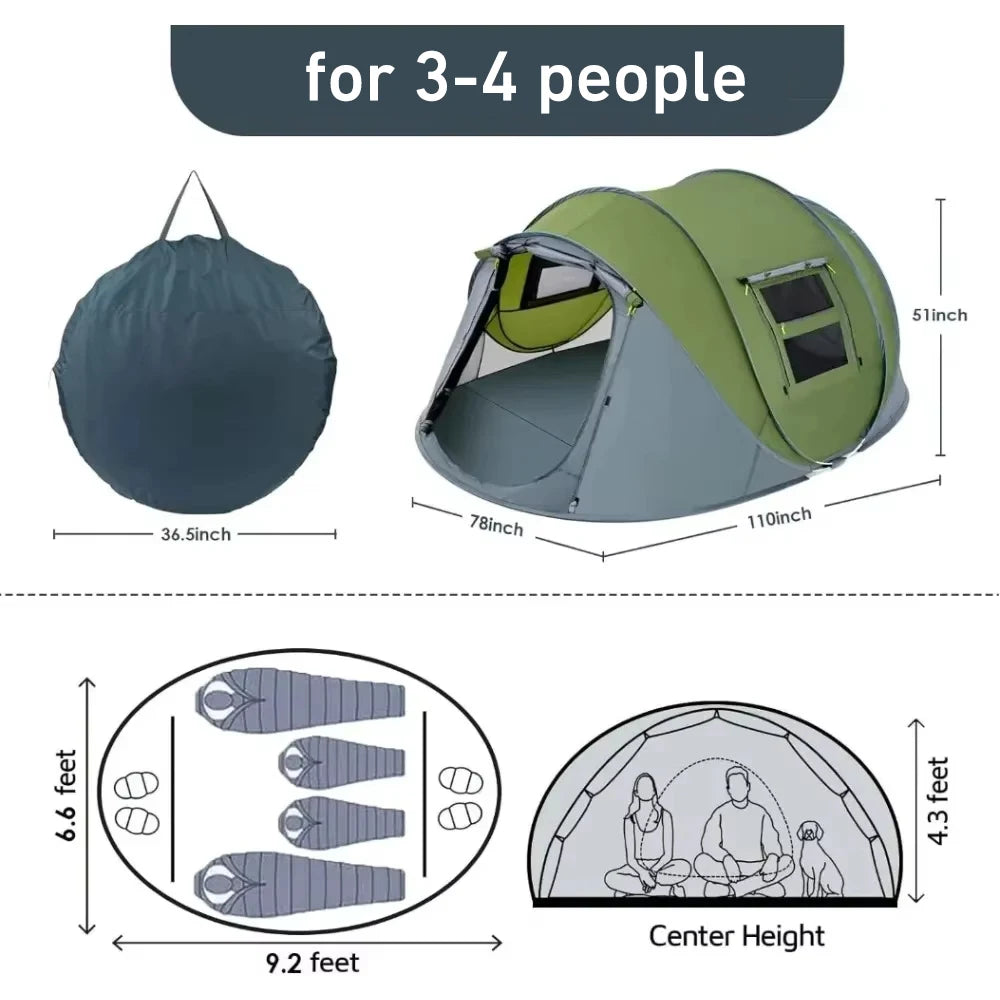 3-4 People Automatic Pop Up Tent