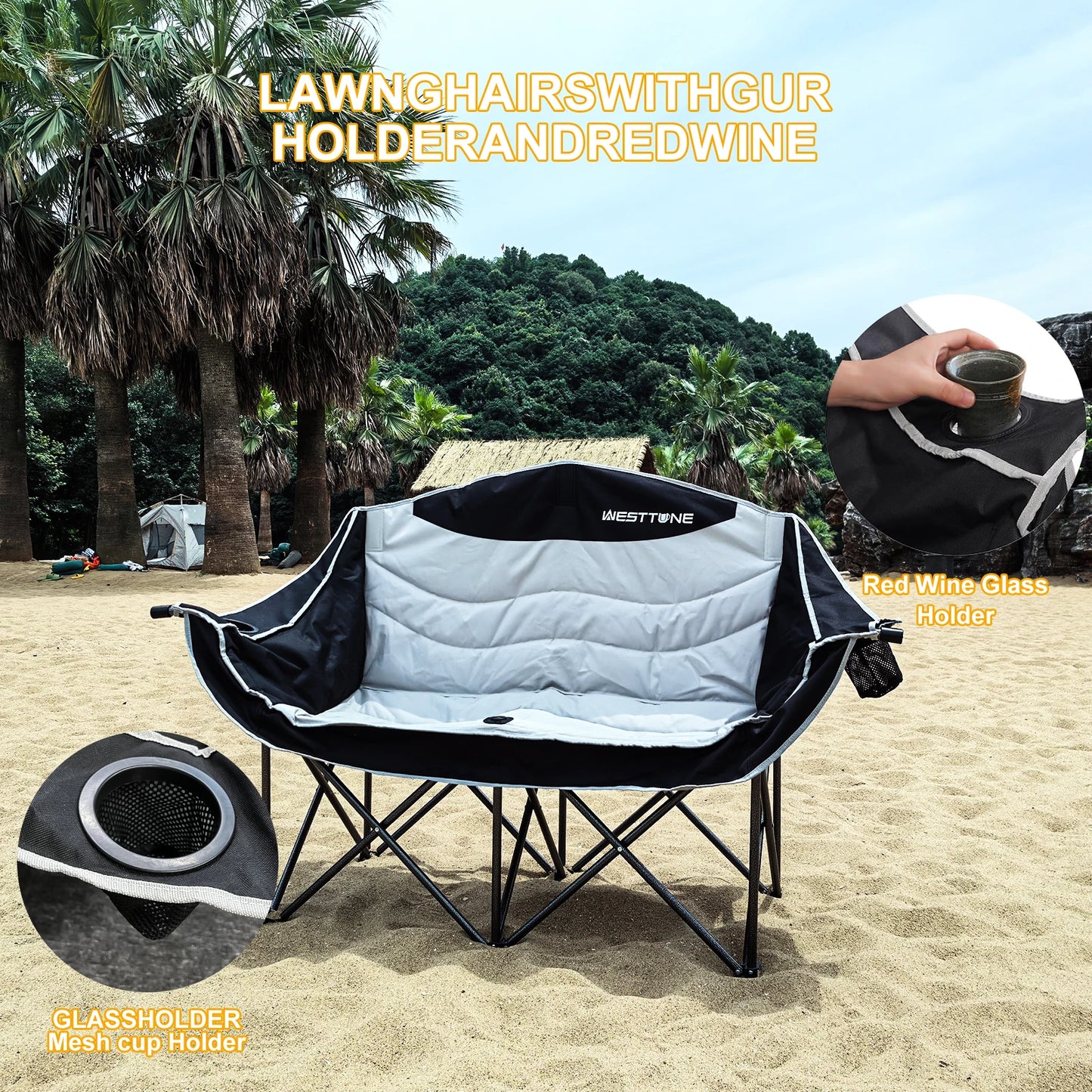 Camping Chair Heavy Duty Outdoor Support 440 lbs