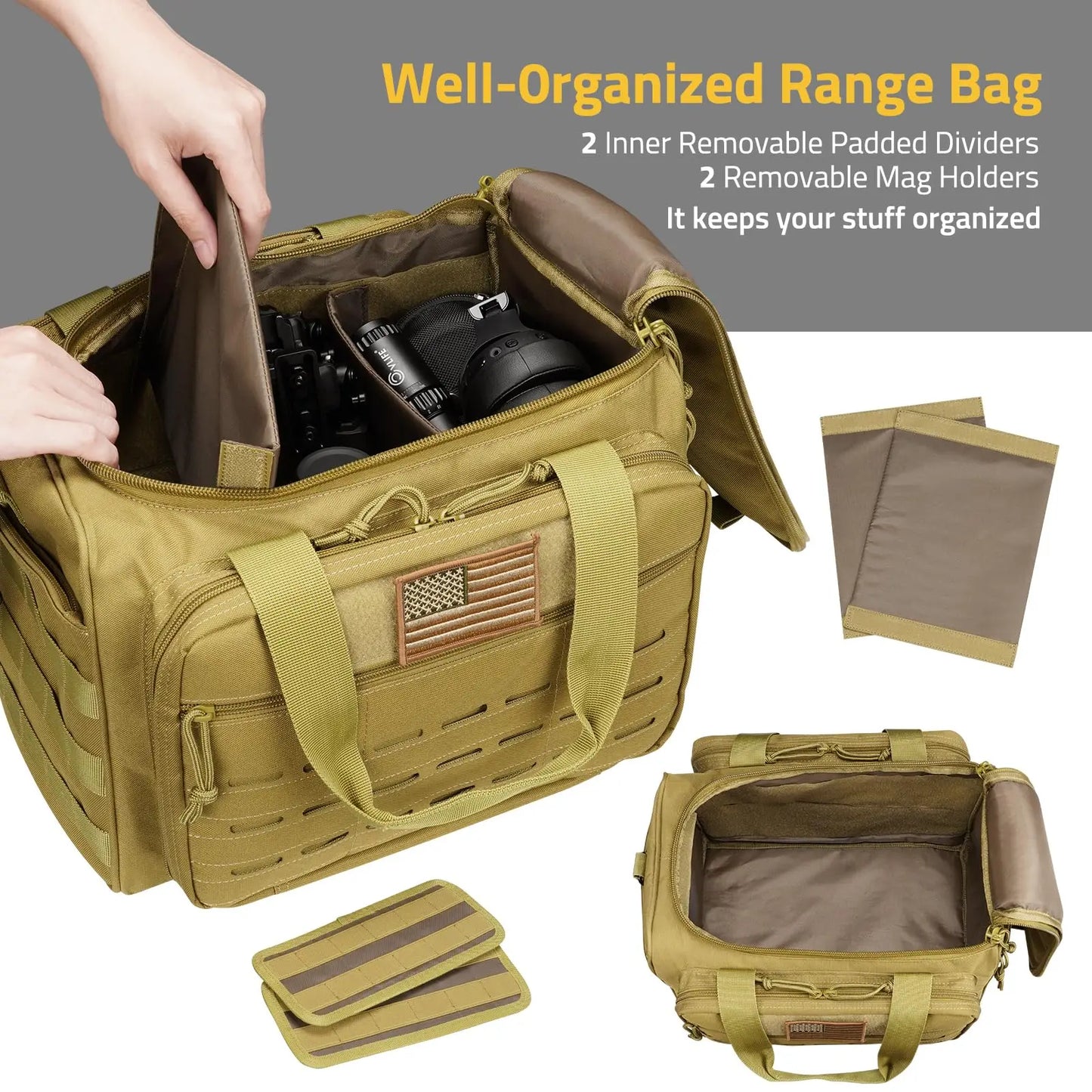 Tactical Range Bag Shooting Lockable Zipper