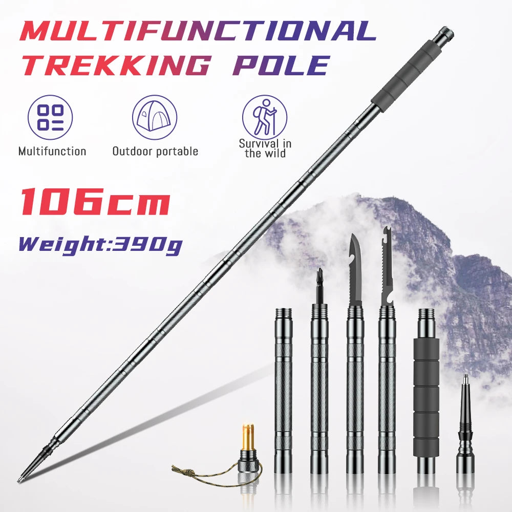 Multifunction Trekking Poles Mountaineering Collapsible Telescopic