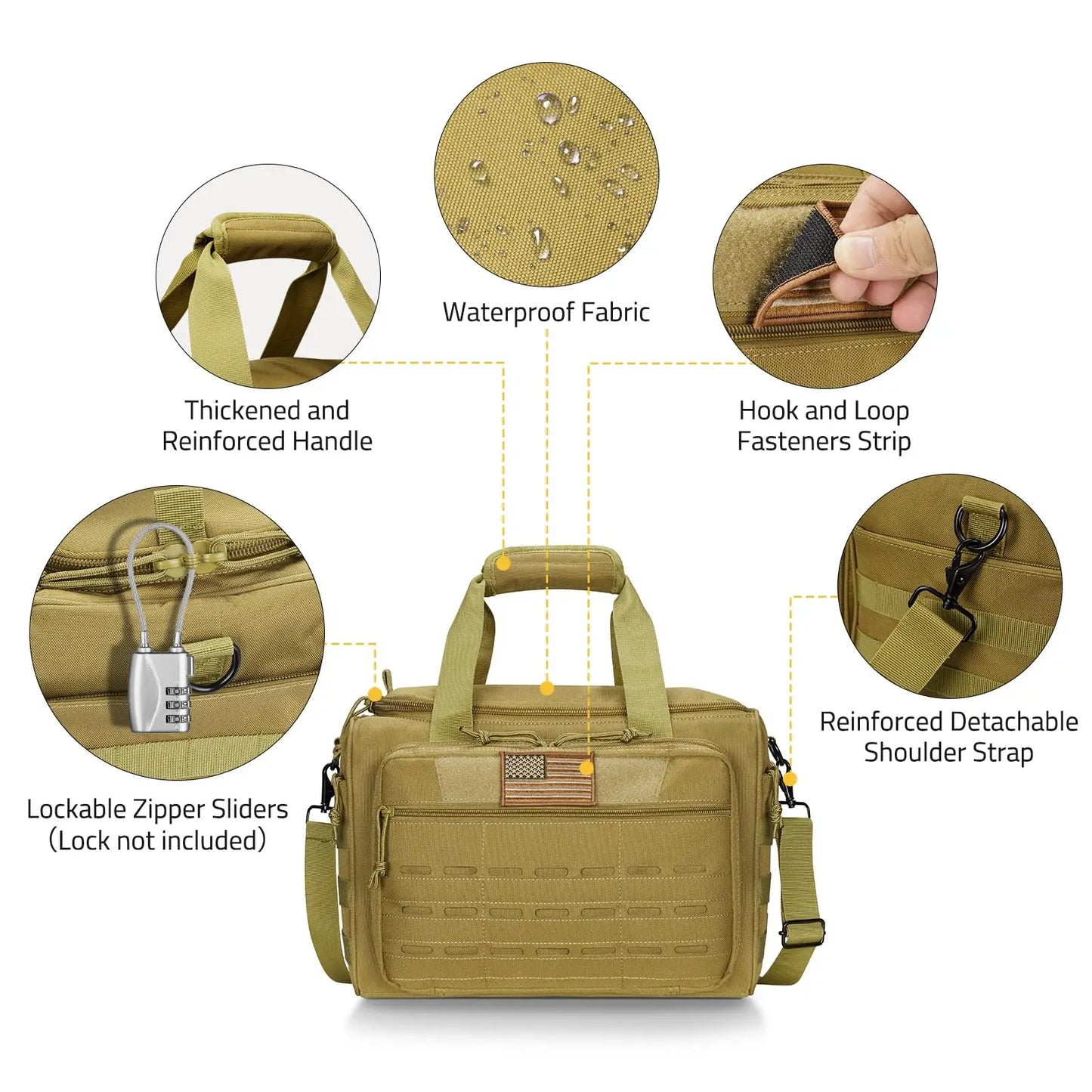 Tactical Range Bag Shooting Lockable Zipper