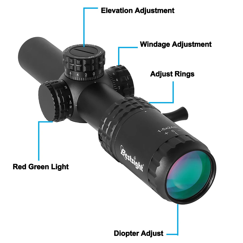 1-5X24 Tactical Optical Rifle Scope Illuminated Reticle