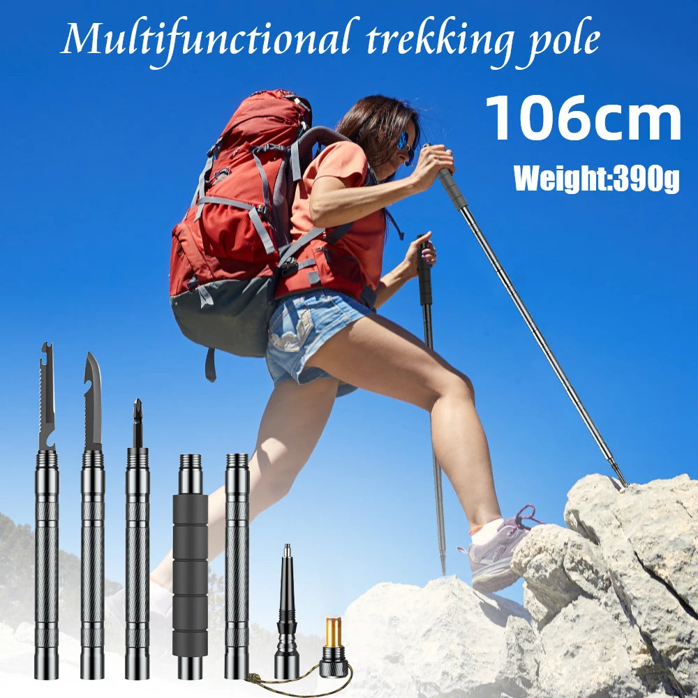 Multifunction Trekking Poles Mountaineering Collapsible Telescopic