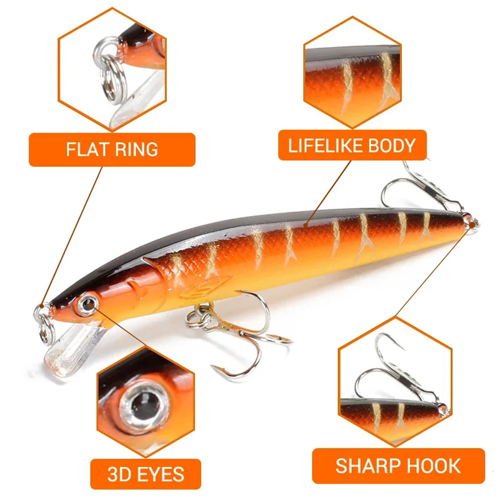 10 PCS Minnow Fishing Lures Floating Hard