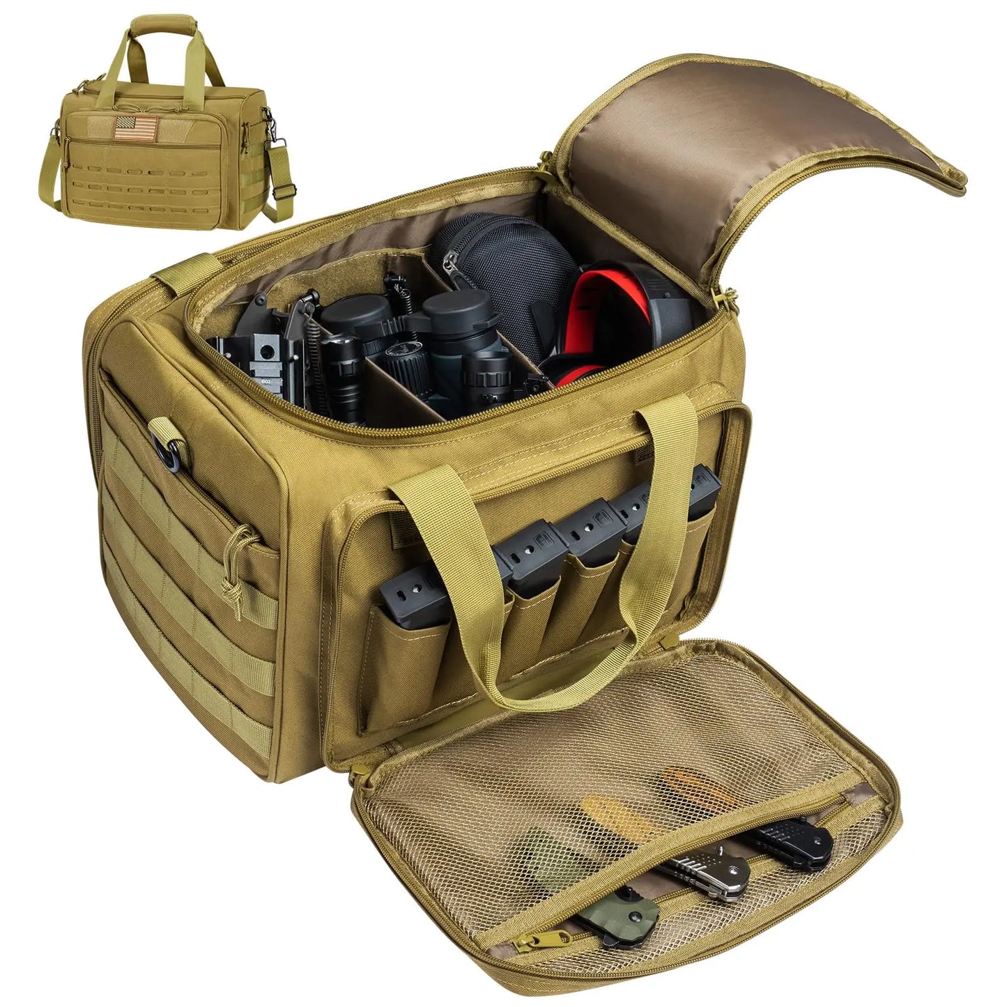 Tactical Range Bag Shooting Lockable Zipper