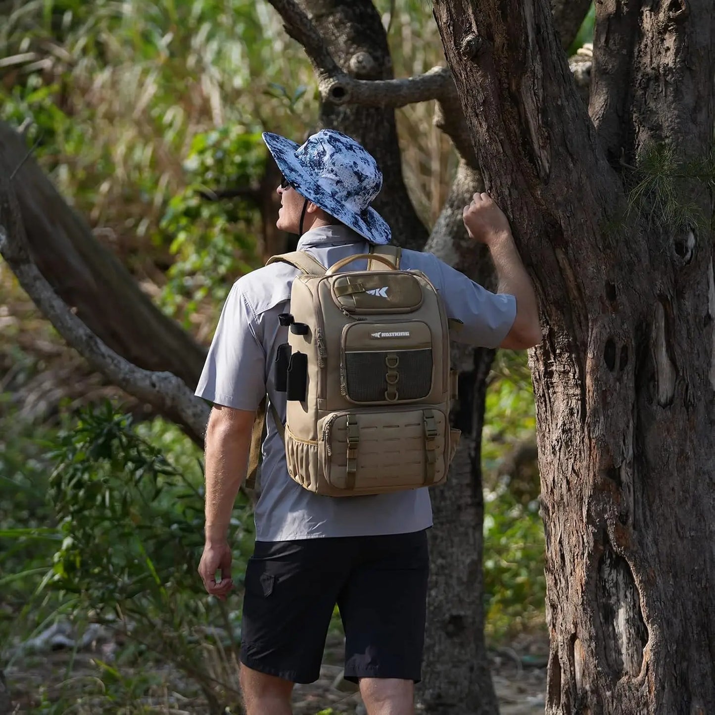 Fishing Tackle Backpack with Rod Holders 4 Tackle Boxes