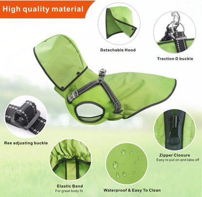 Dog Raincoat Waterproof Dog Hoodie Reflective